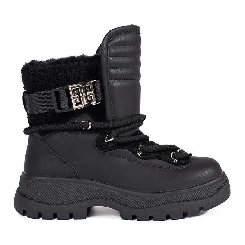 Seastar Botas de nieve de mujer negras con pelo y suela gruesa. negro