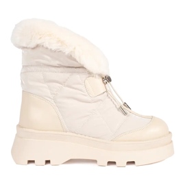 Seastar Botas de nieve de mujer beige con pelo en la plataforma.