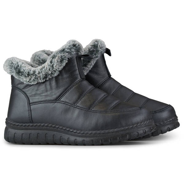 Botas de nieve cortas de mujer con pelo, negro CH-06B