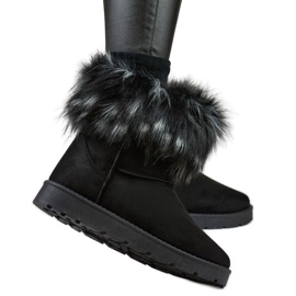 Botas de nieve mukluk para mujer con pelo, negro 1906-1-B