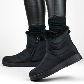 Botas de nieve aislantes para mujer con pelo, negro W76B