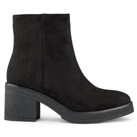 Botas clásicas de tacón para mujer en ante, negro MS1508B