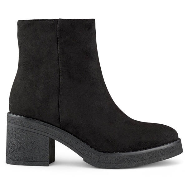 Botas clásicas de tacón para mujer en ante, negro MS1508B