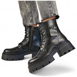 Trabajadoras del cuero para mujer en la plataforma, negro GD-TL56B
