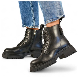 Botas de trabajo con aislamiento de piel para mujer, negras GD-TL57B negro