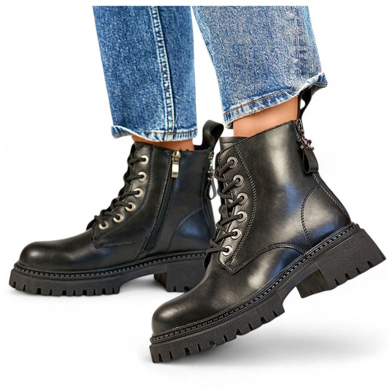 Botas de trabajo con aislamiento de piel para mujer, negras GD-TL57B negro Botas de trabajo con aislamiento de piel para mujer, negras GD-TL57B negro