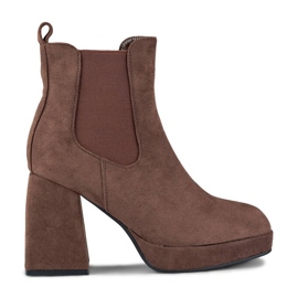 Botines y plataforma para mujer, ante marrón 987BR