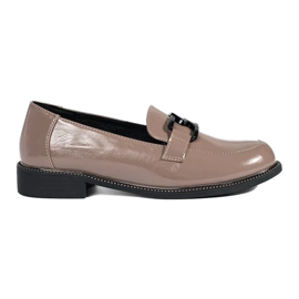 Goodin Mocasines beige oscuro con aplicación de piel.