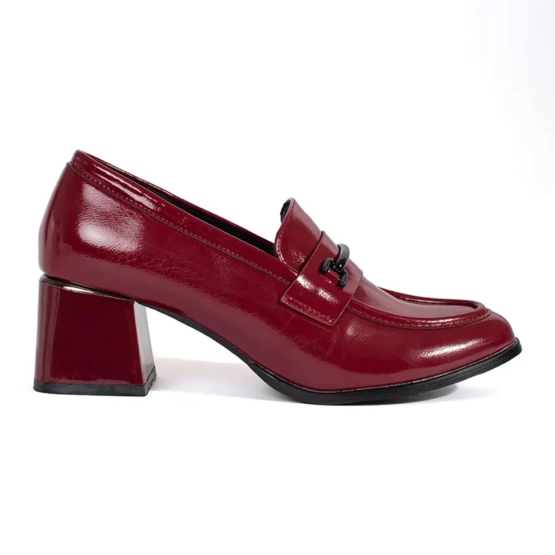 Goodin Mocasines de mujer con tacón burdeos rojo