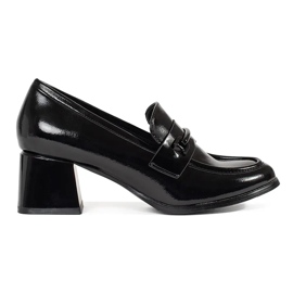 Goodin Mocasines de mujer negros con tacones altos.