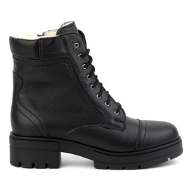 WASAK Botines mujer piel cordones altos invierno 0547 negro