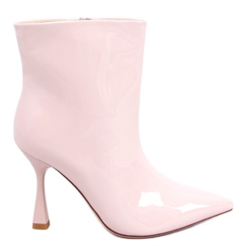 Botines lacados sobre tacón Sylvia Beige