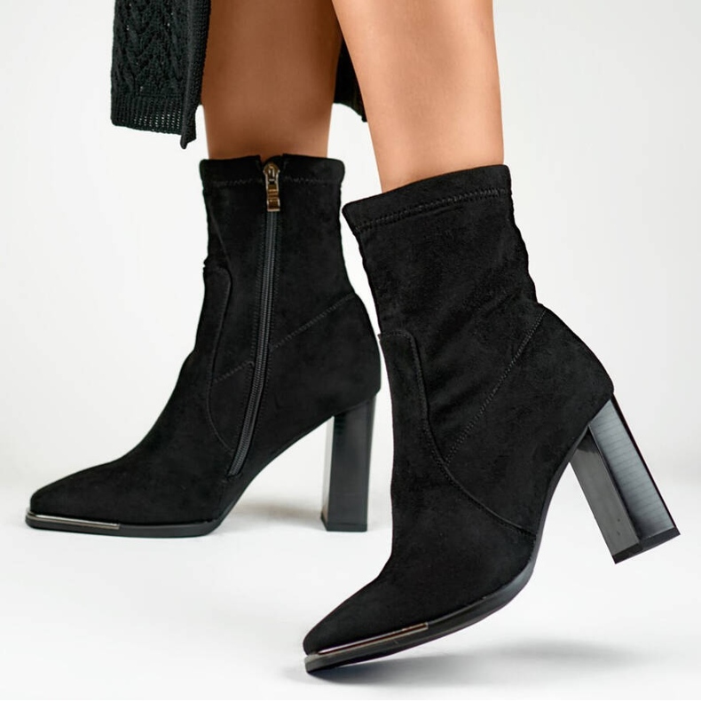 Botines de ante para mujer, negro, GD-FL2098B