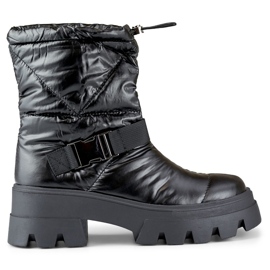 Botas de nieve de mujer con suela gruesa, negro JH21-22B
