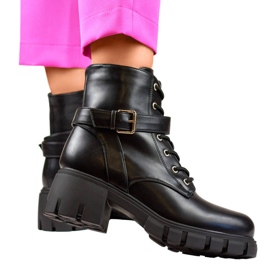 Botas de mujer con tacón bajo y plataforma, negro BM530B