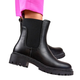 Botas Chelsea de mujer aislantes con circonitas, negro RXJ-210B