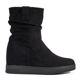 Botines de mujer de ante negro con cuña oculta