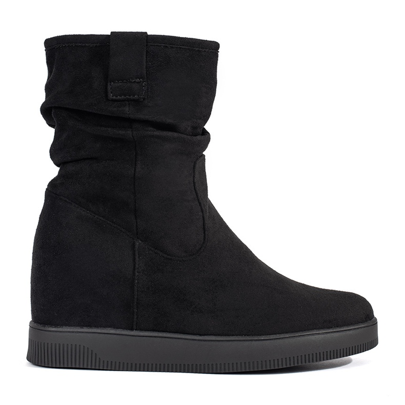 Botines de mujer de ante negro con cuña oculta