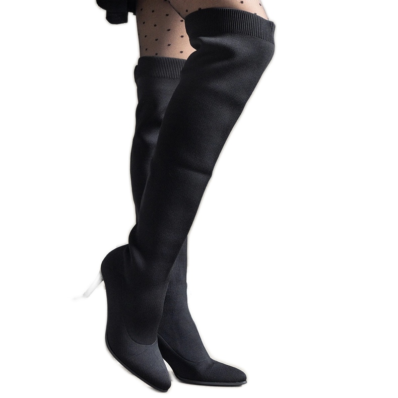 Botas negras de tacón alto sin cordones con parte superior elástica Atari negro