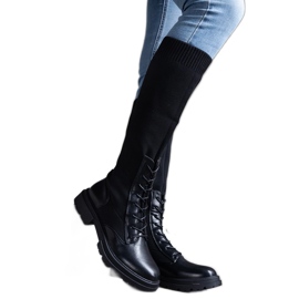 Botas sin cordones negras con parte superior de material flexible de Luana negro