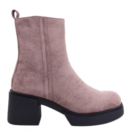 Botines Ruffin Caqui con tacón estable beige
