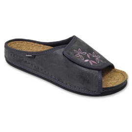 Zapatillas de mujer Inblu con plantilla de corcho 155D154, gris con bordado