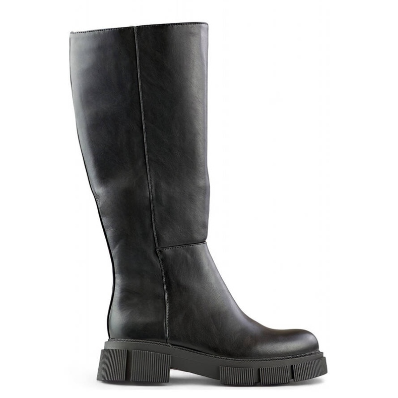 Botas de mujer con suela gruesa, negras M106B negro