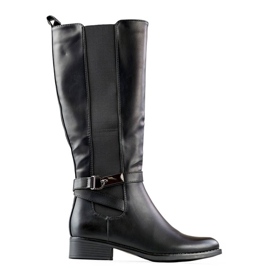 Botas de mujer con goma elástica, negras JK-167B negro