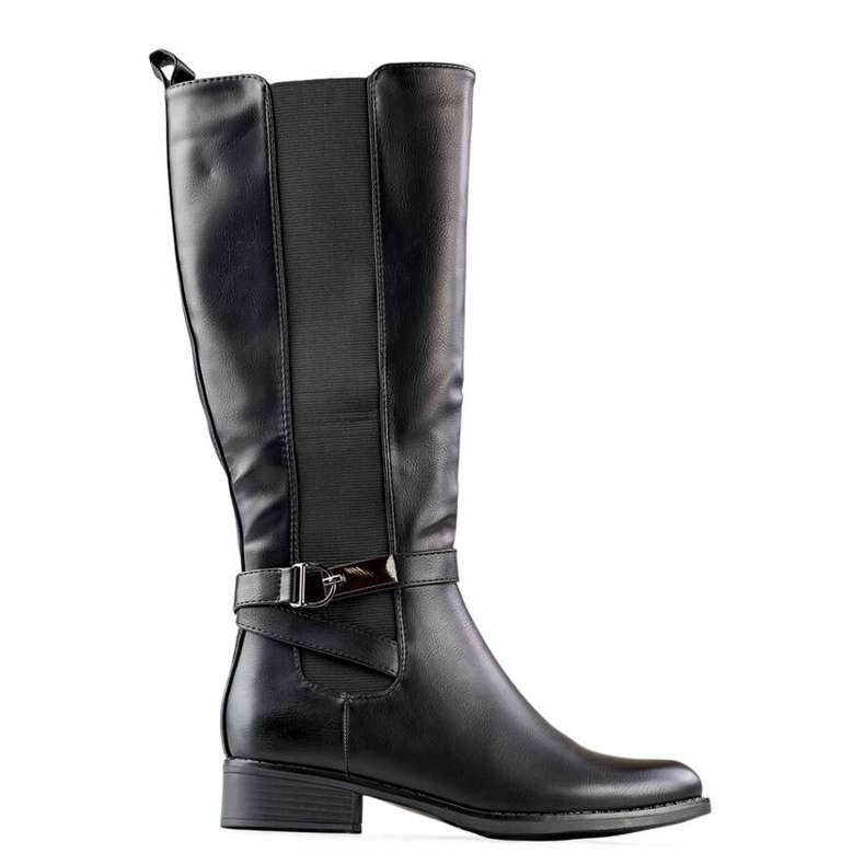 Botas de mujer con goma elástica, negras JK-167B negro
