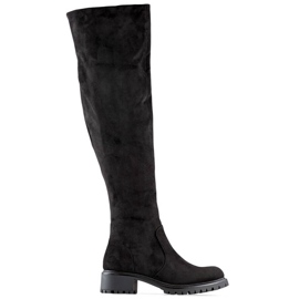 Botas altas de mujer en ante, color negro RQ490B