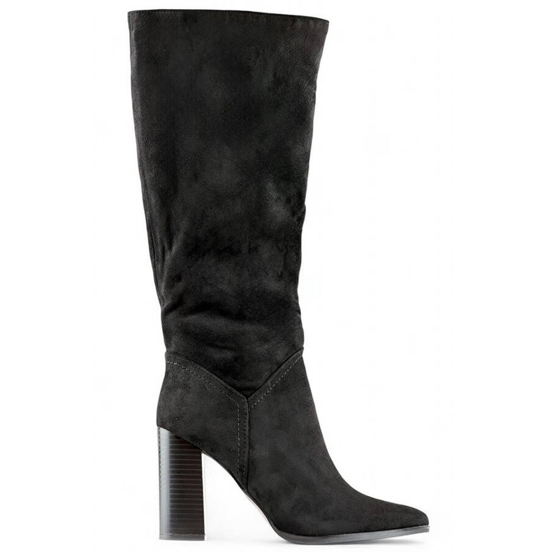 Botas de tacón alto para mujer en ante, negro, X829B