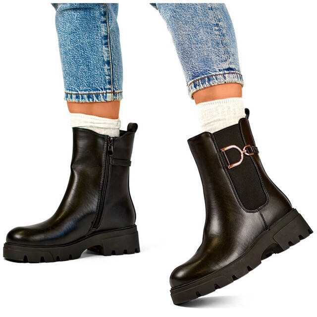 Botas Chelsea con aislamiento para mujer, negras, K-99257 negro