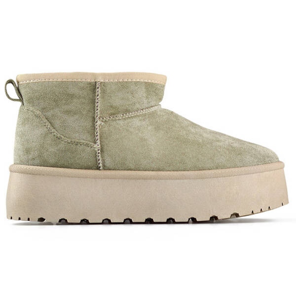 Botas de nieve sin cordones de ante para mujer, verde 8917-5GR