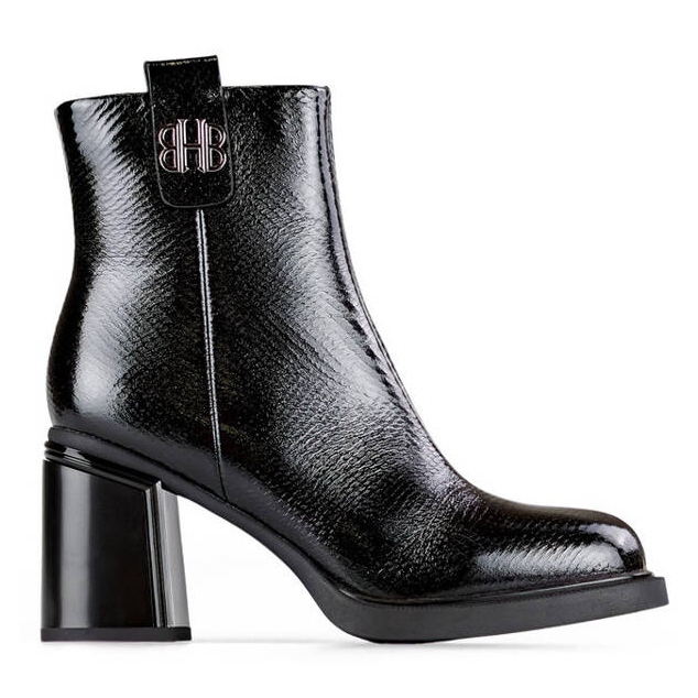 Botines de charol con aislamiento para mujer, negro 25-66670B