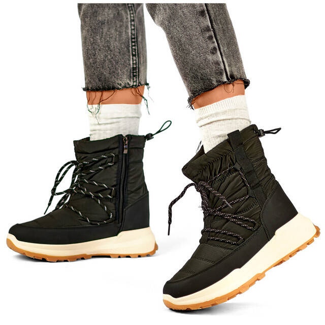 Botas de nieve con plataforma para mujer, negras 24-16321B negro