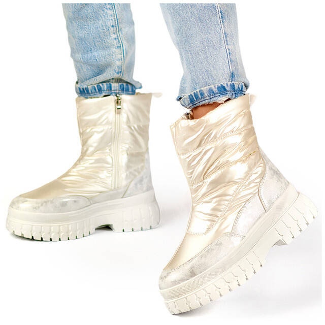 Botas de nieve para mujer con suela gruesa, blanco perla 81325-2W