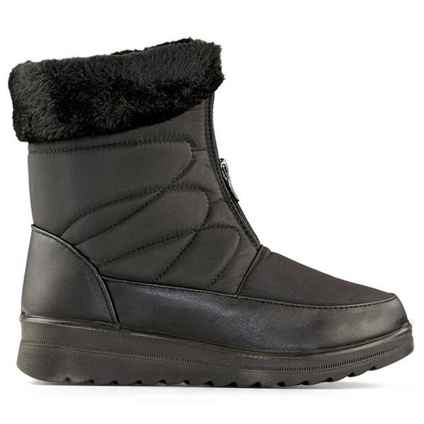 Botas de nieve de mujer con pelo, negro W87B