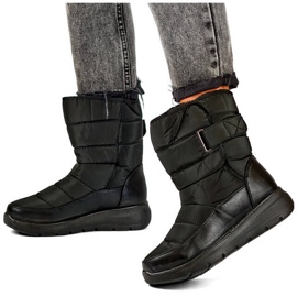 Botas de nieve aislantes para mujer con cierre adhesivo, negras W82B negro