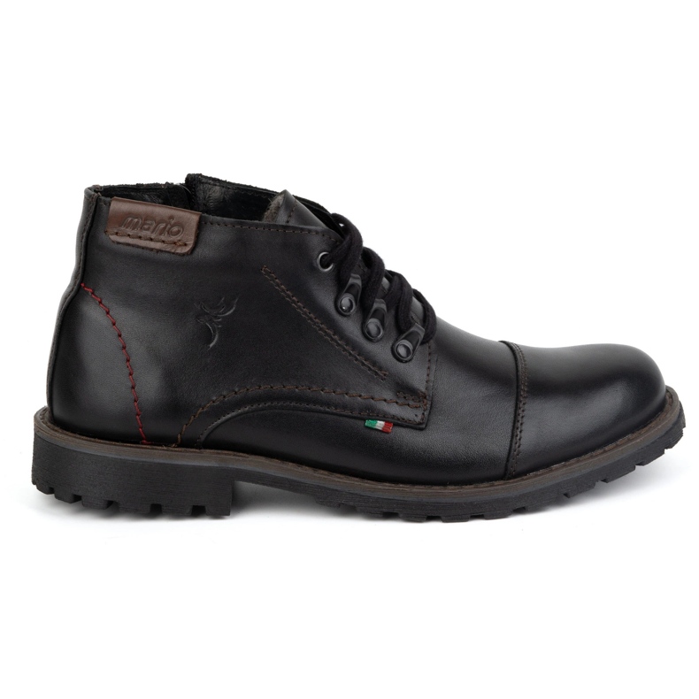 Olivier Botas de invierno para hombre con cremallera, piel 963MP, negro con negro