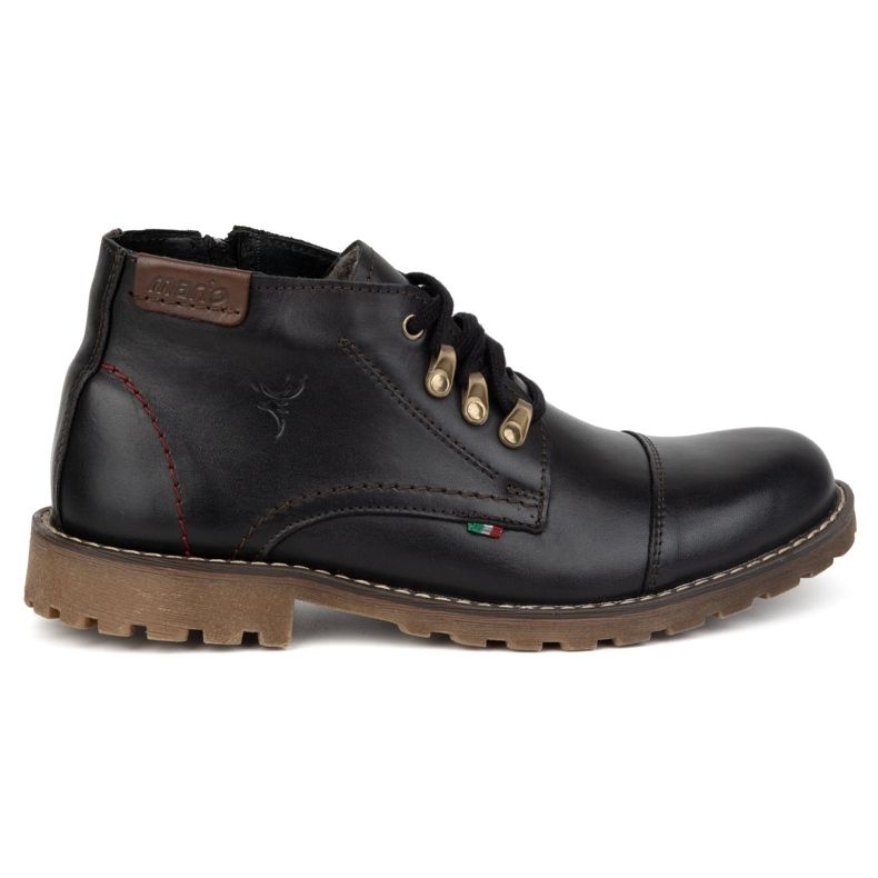 Olivier Botas de piel de invierno para hombre 963MP negro con marrón Olivier Botas de piel de invierno para hombre 963MP negro con marrón