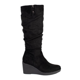 Botas cuña mujer ante negro