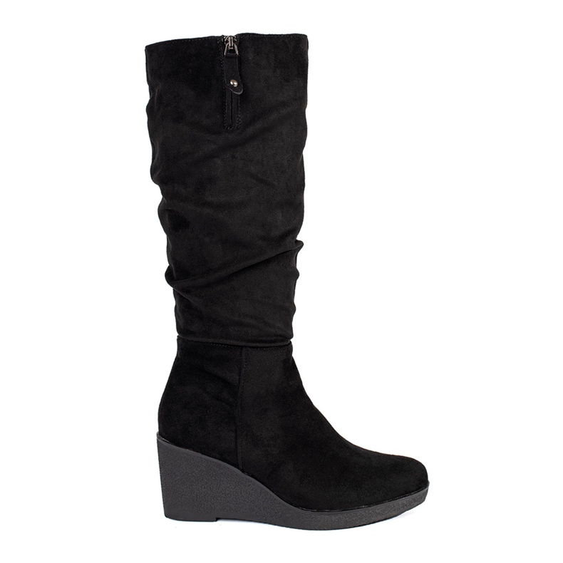 Botas cuña mujer ante negro