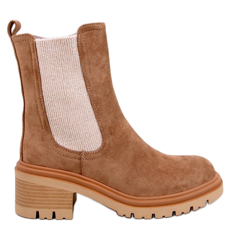 Botas Chelsea Peredin caqui con puño tipo suéter beige