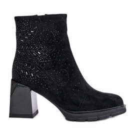 S.Barski Botas De Mujer Aislante Con Tacón Alto Con Decoración D&amp;A MR880-130 Negro
