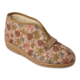 Zapatillas para mujeres de Befado aisladas con lana de oveja PU 031D038 con flores beige