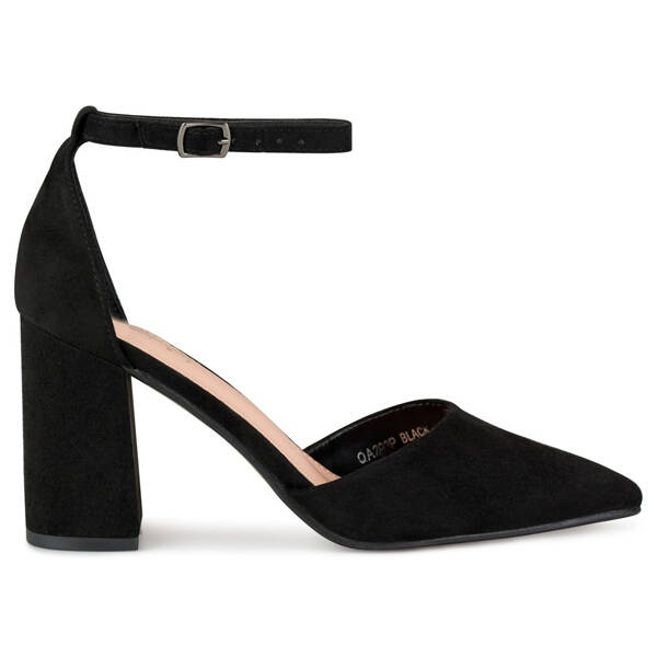 Salón negro de tacón con cierre al tobillo QA203B