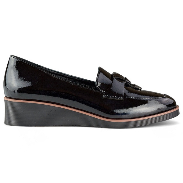 Zapatos cuña mujer charol, negro, 24-58266B