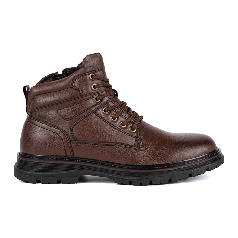 Botines marrones con cordones aislantes para hombre marrón