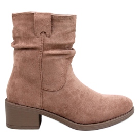 Botines tacón bajo Raney ante caqui beige