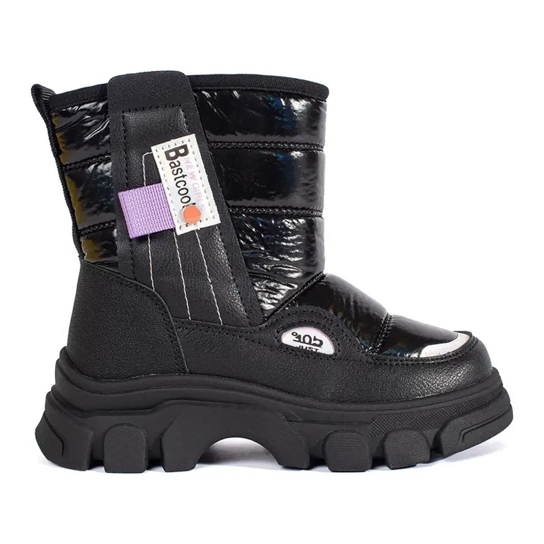 Botas de nieve de niña acolchadas con brillo negro